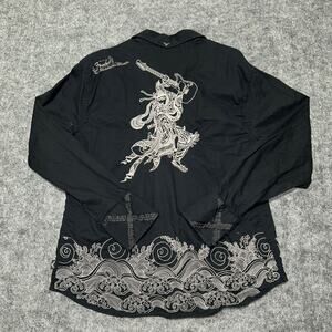Fender by Rock & Roll Religion Black Button Shirt XL Graphic Embroidered